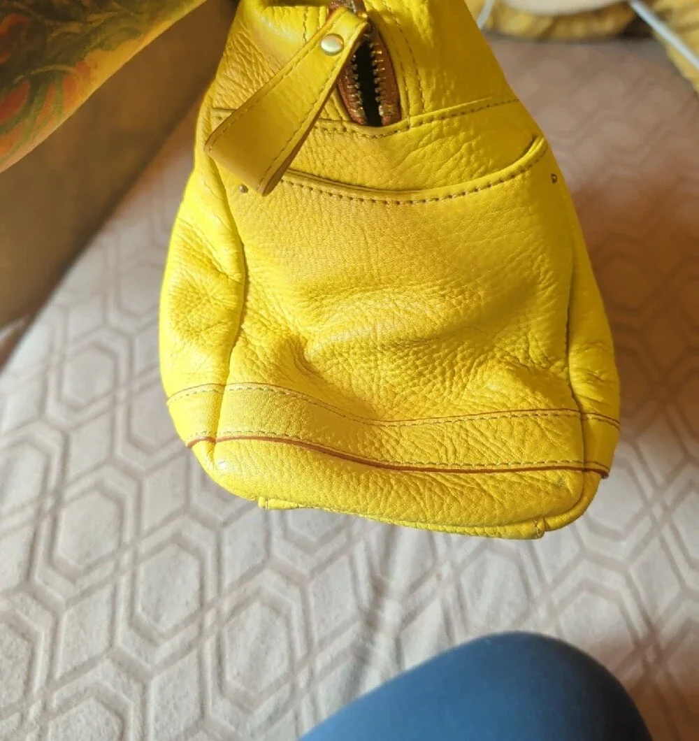 Pilcro Yellow Leather Top-Handle Satchel Bag